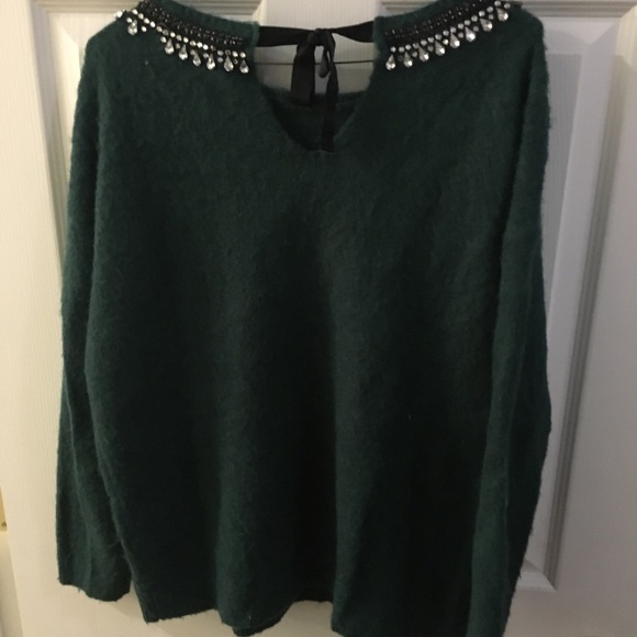 Hinge Oversize Green Jeweled Sweater - Picture 6 of 8